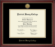 Patrick Henry College diploma frame - Gold Engraved Medallion Diploma Frame in Kensington Gold