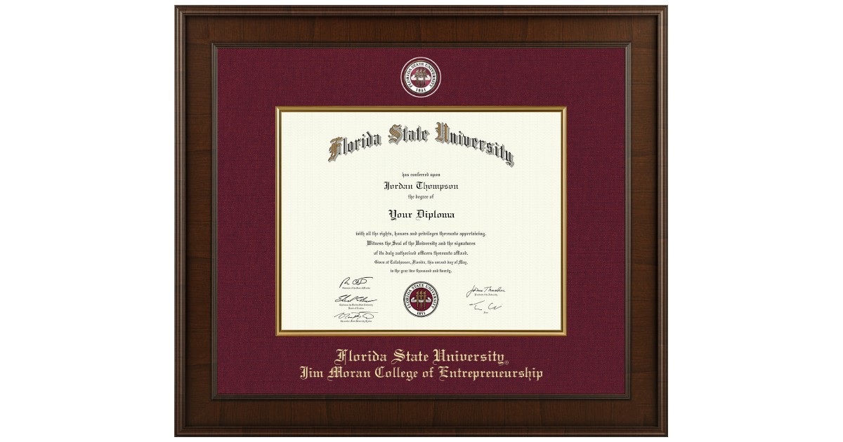 FSU Jim Moran College of Entrepreneurship Diploma Frames