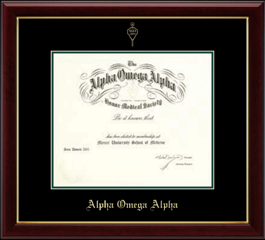Alpha Omega Alpha Honor Society certificate frame - Double Matted Embossed Frame in Gallery