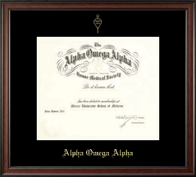 Alpha Omega Alpha Honor Society certificate frame - Single Matted Embossed Frame in Studio