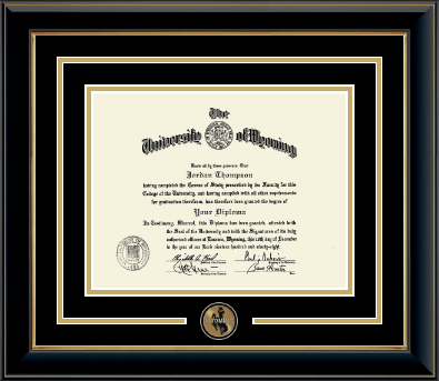 University of Wyoming diploma frame - Spirit Medallion Diploma Frame in Onyx Gold