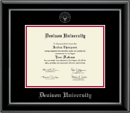 Denison University  Silver Embossed Diploma Frame in Onyx Silver
