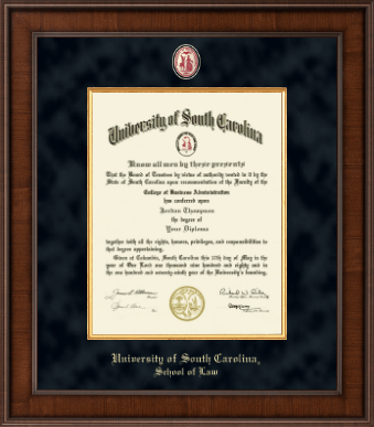 University of South Carolina School of Law diploma frame - Presidential Masterpiece Diploma Frame in Madison