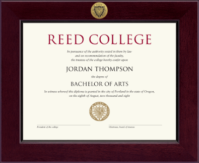 Reed College diploma frame - Century Gold Engraved Diploma Frame in Cordova