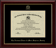 National Honor & Merit Scholars Society Gold Embossed Certificate Frame in Gallery