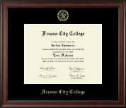 Fresno City College Gold Embossed Diploma Frame in Studio