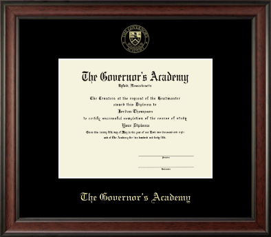 The Governor's Academy diploma frame - Gold Embossed Diploma Frame in Studio