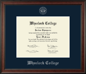 Wheelock College Silver Embossed Diploma Frame in Studio