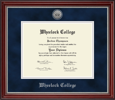 Wheelock College diploma frame - Silver Engraved Medallion Diploma Frame in Kensington Silver