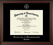 University of Massachusetts Boston Silver Embossed Diploma Frame in Studio