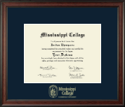 Mississippi College Gold Embossed Diploma Frame in Studio