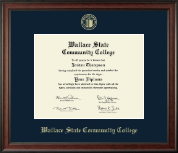 Wallace State Community College Gold Embossed Diploma Frame in Studio