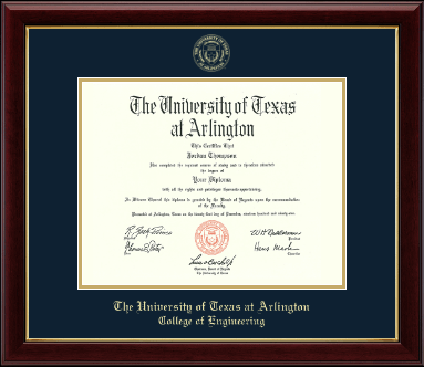 The University of Texas at Arlington diploma frame - Gold Embossed Diploma Frame in Gallery