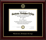 Gustavus Adolphus College Gold Embossed Diploma Frame in Gallery