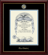The Citadel The Military College of South Carolina Masterpiece Medallion Diploma Frame in Gallery