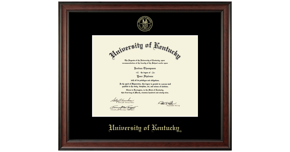 Gold Embossed Diploma Frame in Studio University of Kentucky Item
