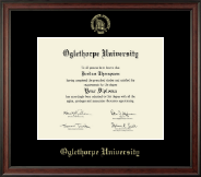 Oglethorpe University  Gold Embossed Diploma Frame in Studio