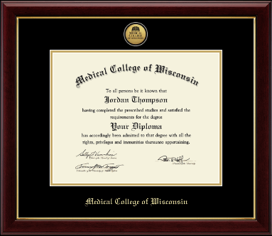 Medical College of Wisconsin diploma frame - Gold Engraved Medallion Diploma Frame in Gallery