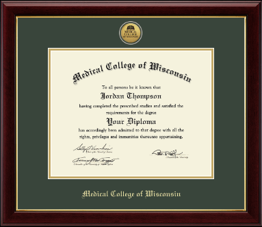 Medical College of Wisconsin diploma frame - Gold Engraved Medallion Diploma Frame in Gallery