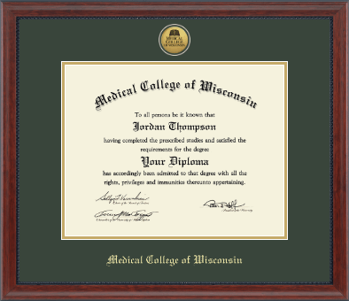 Medical College of Wisconsin diploma frame - Gold Engraved Medallion Diploma Frame in Signature