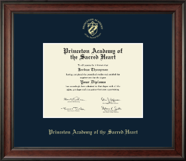 Princeton Academy of the Sacred Heart diploma frame - Gold Embossed Diploma Frame in Studio