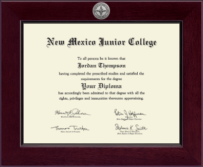 New Mexico Junior College diploma frame - Century Silver Engraved Diploma Frame in Cordova