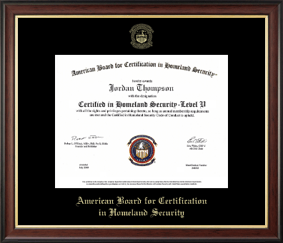 American Board for Certification in Homeland Security certificate frame - Gold Embossed Certificate Frame in Studio Gold