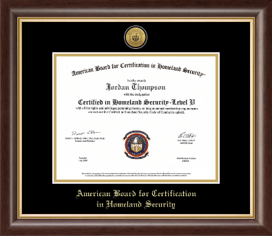 American Board for Certification in Homeland Security certificate frame - Gold Engraved Medallion Certificate Frame in Hampshire