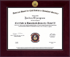 American Board for Certification in Homeland Security certificate frame - Century Gold Engraved Certificate Frame in Cordova