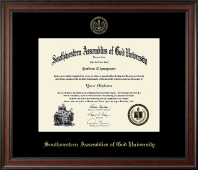 Southwestern Assemblies of God University diploma frame - Gold Embossed Diploma Frame in Studio