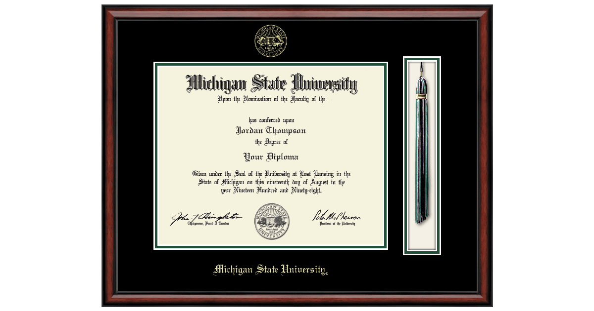 PhD Tassel & Cord Diploma Frame in Southport Michigan State