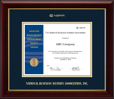 National Business Aviation Association certificate frame - Gold Embossed Certificate Frame in Gallery