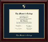 The Master's College diploma frame - Gold Embossed Diploma Frame in Gallery