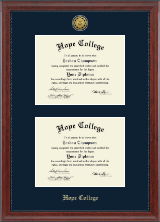 Hope College diploma frame - Gold Engraved Medallion Double Diploma Frame in Signature