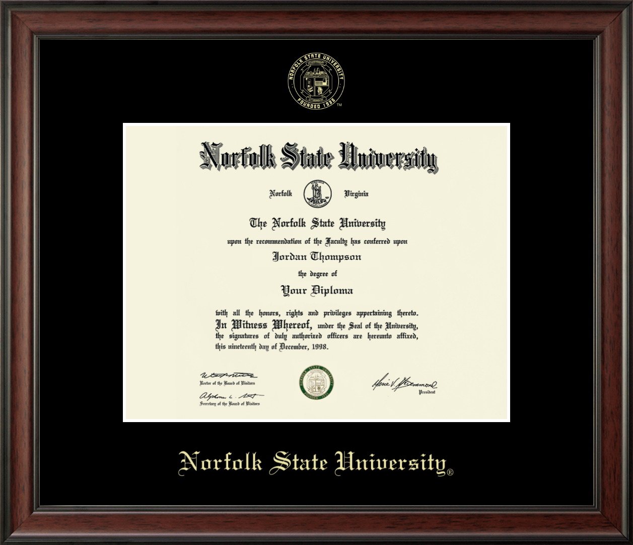 Norfolk State University Gold Embossed Diploma Frame In Studio Item 225289 From Norfolk State University