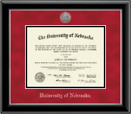 University of Nebraska Silver Engraved Medallion Diploma Frame in Onyx Silver