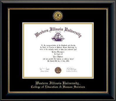 Western Illinois University diploma frame - Gold Engraved Medallion Diploma Frame in Onyx Gold