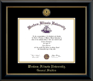 Western Illinois University Gold Engraved Medallion Diploma Frame in Onyx Gold