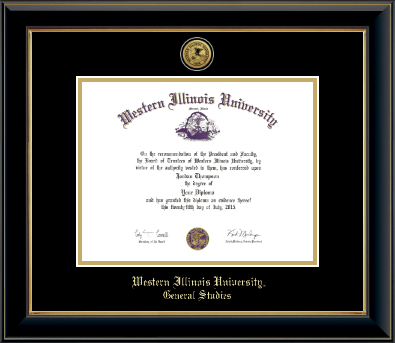 Western Illinois University diploma frame - Gold Engraved Medallion Diploma Frame in Onyx Gold
