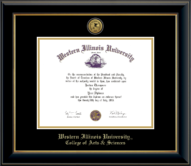 Western Illinois University diploma frame - Gold Engraved Medallion Diploma Frame in Onyx Gold