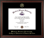 Western Illinois University Gold Embossed Diploma Frame in Studio