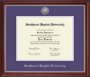 Southwest Baptist University  diploma frame - Silver Engraved Medallion Diploma Frame in Kensington Silver