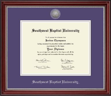 Southwest Baptist University diploma frame - Silver Engraved Medallion Diploma Frame in Kensington Silver