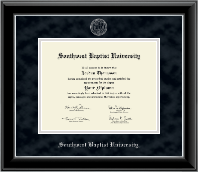 Southwest Baptist University diploma frame - Silver Embossed Diploma Frame in Onyx Silver