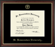 St. Bonaventure University Gold Embossed Diploma Frame in Studio Gold