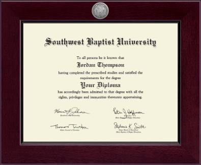 Southwest Baptist University diploma frame - Century Silver Engraved Diploma Frame in Cordova