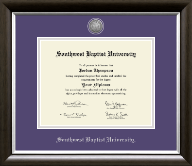 Southwest Baptist University diploma frame - Silver Engraved Medallion Diploma Frame in Devonshire