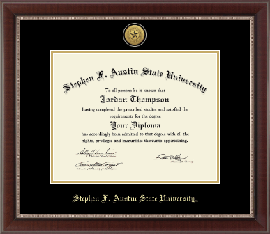 Stephen F. Austin State University diploma frame - Gold Engraved Medallion Diploma Frame in Chateau