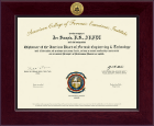 American College of Forensic Examiners Institute Century Gold Engraved Certificate Frame in Cordova