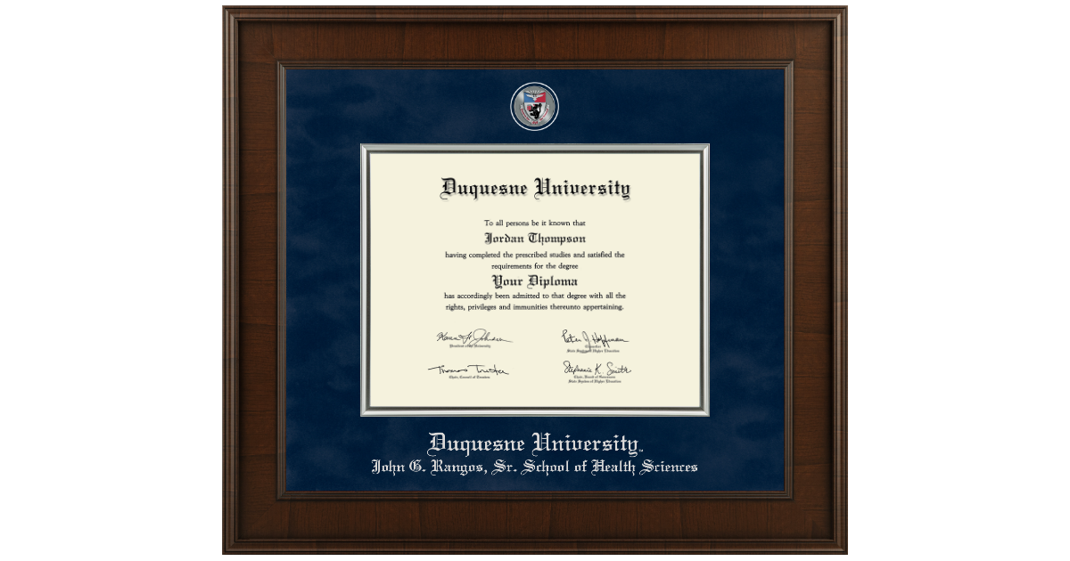 Duquesne John G. Rangos, Sr. School of Health Sciences Diploma Frames
